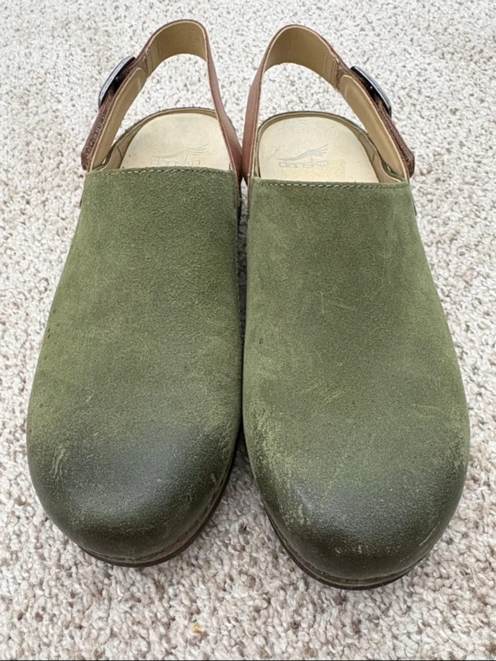 Dansko Merrin Olive Green Burnished Leather Clogs EU Size 39 - Picture 8 of 9